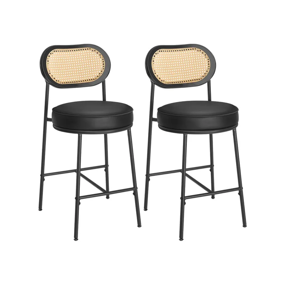 EKHO 2 tabourets de bar avec dossier incurvé marron caramel-SONGMICS HOME Online