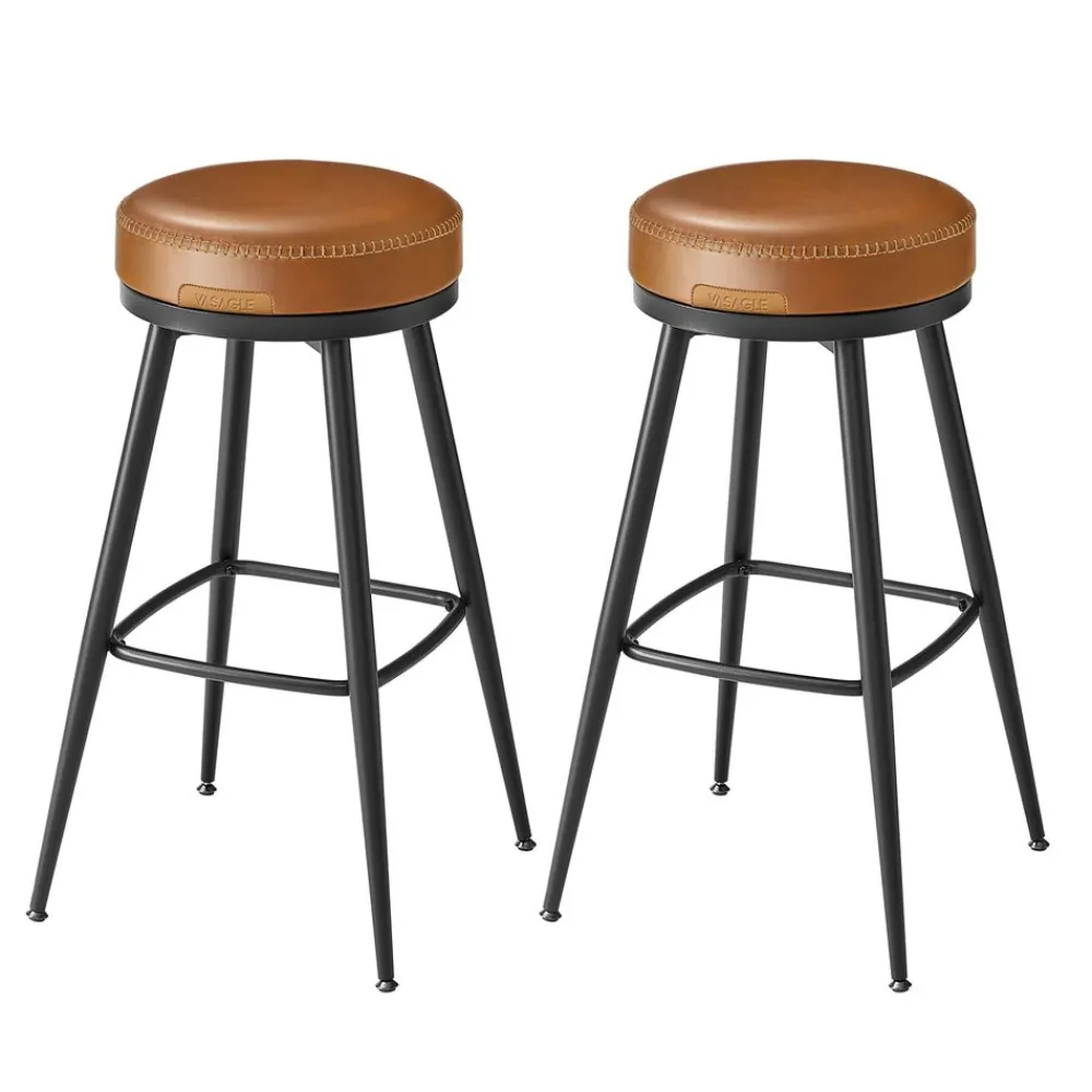 EKHO 2 tabourets de bar pivotant à 360° hauteur 76 cm marron caramel-SONGMICS HOME