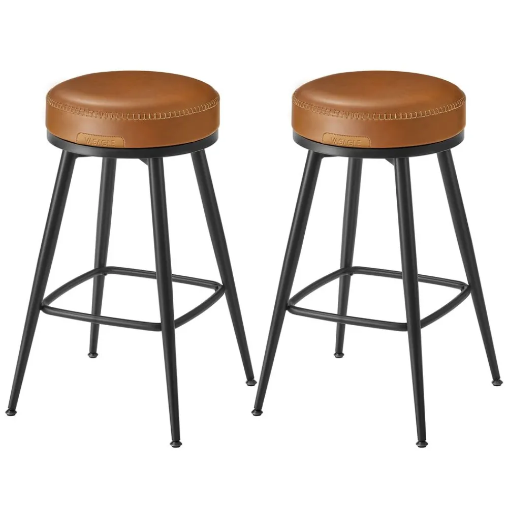 EKHO 2 tabourets de bar pivotant à 360° hauteur 76 cm marron caramel-SONGMICS HOME