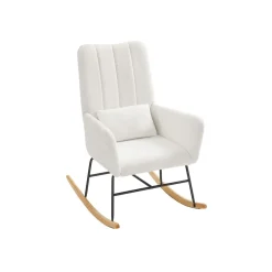 Fauteuil à bascule avec accoudoirs surface en tissu peluche blanc crème-SONGMICS HOME Outlet