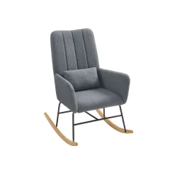 Fauteuil à bascule avec accoudoirs surface en tissu peluche blanc crème-SONGMICS HOME Outlet