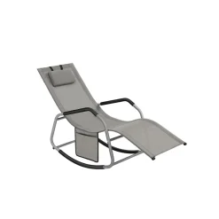 Fauteuil à bascule cadre en acier 151 x 56 x 90 cm gris tourterelle-SONGMICS HOME