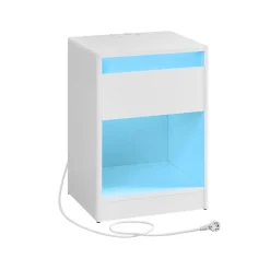 Kailyn Collection table de nuit avec multiprise lumières LED noir cendré-SONGMICS HOME Outlet