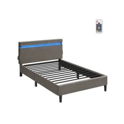 Lit double en métal 140 x 190 cm gris foncé-SONGMICS HOME Outlet