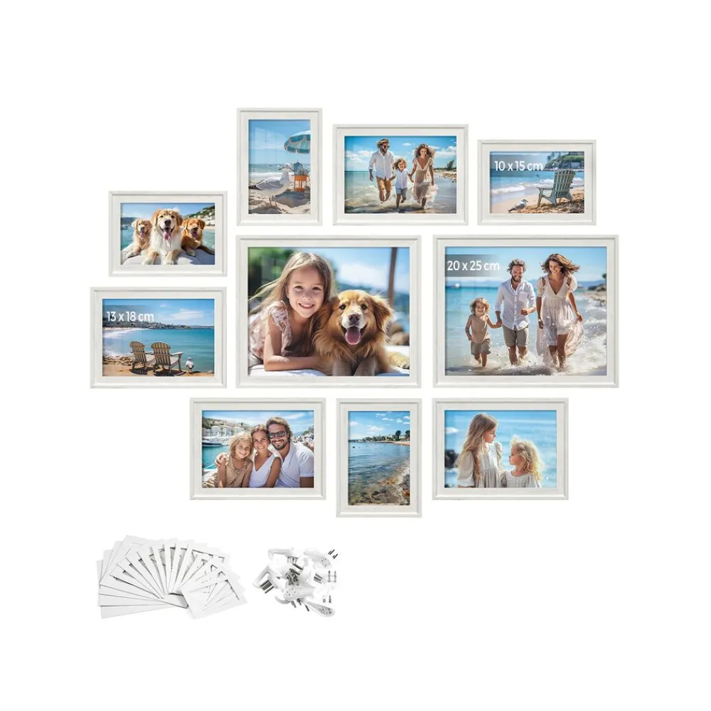 Lot de 10 cadres photo mdf et verre noir cendré-SONGMICS HOME Sale