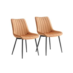 Lot de 2 chaise salle à manger marron caramel et noir d'encre-SONGMICS HOME