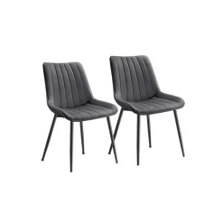 Lot de 2 chaise salle à manger marron caramel et noir d'encre-SONGMICS HOME