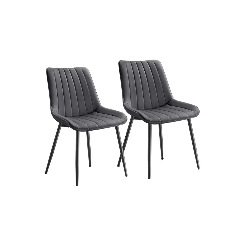 Lot de 2 chaise salle à manger marron caramel et noir d'encre-SONGMICS HOME