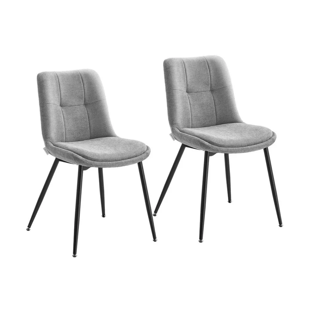 Lot de 2 chaises salle à manger chenille jusqu’à 120 kg pieds en métal blanc crème-SONGMICS HOME