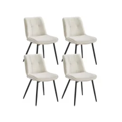 Lot de 2 chaises salle à manger chenille jusqu’à 120 kg pieds en métal blanc crème-SONGMICS HOME