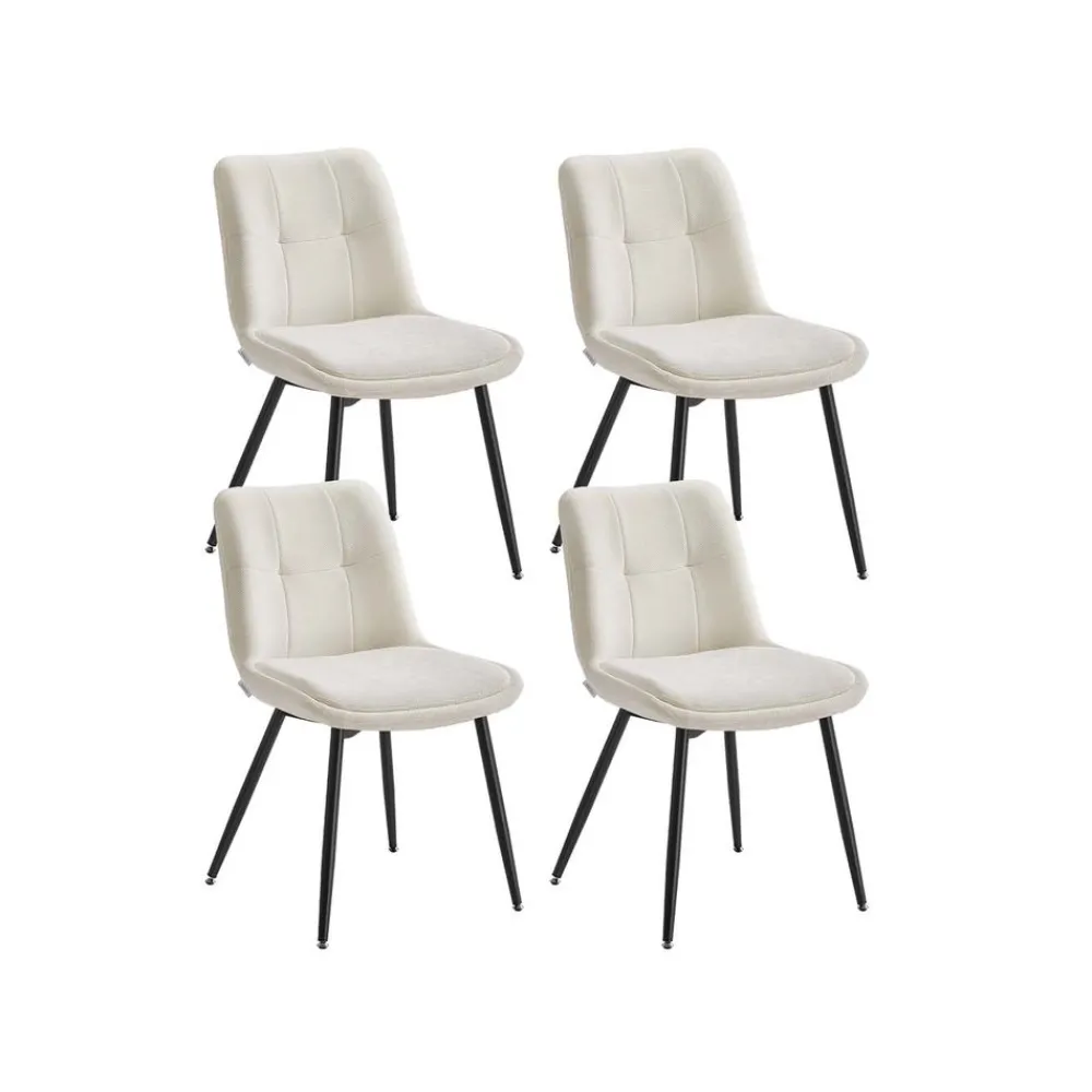 Lot de 2 chaises salle à manger chenille jusqu’à 120 kg pieds en métal blanc crème-SONGMICS HOME