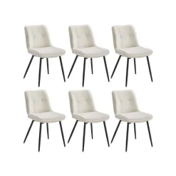 Lot de 2 chaises salle à manger chenille jusqu’à 120 kg pieds en métal blanc crème-SONGMICS HOME
