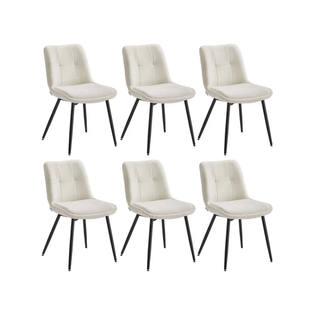 Lot de 2 chaises salle à manger chenille jusqu’à 120 kg pieds en métal blanc crème-SONGMICS HOME