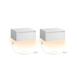 Lot de 2 tables de chevet suspendue lumière 3 couleurs 35 x 40 x 18 cm blanc nuage-SONGMICS HOME Outlet