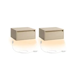 Lot de 2 tables de chevet suspendue lumière 3 couleurs 35 x 40 x 18 cm blanc nuage-SONGMICS HOME Outlet