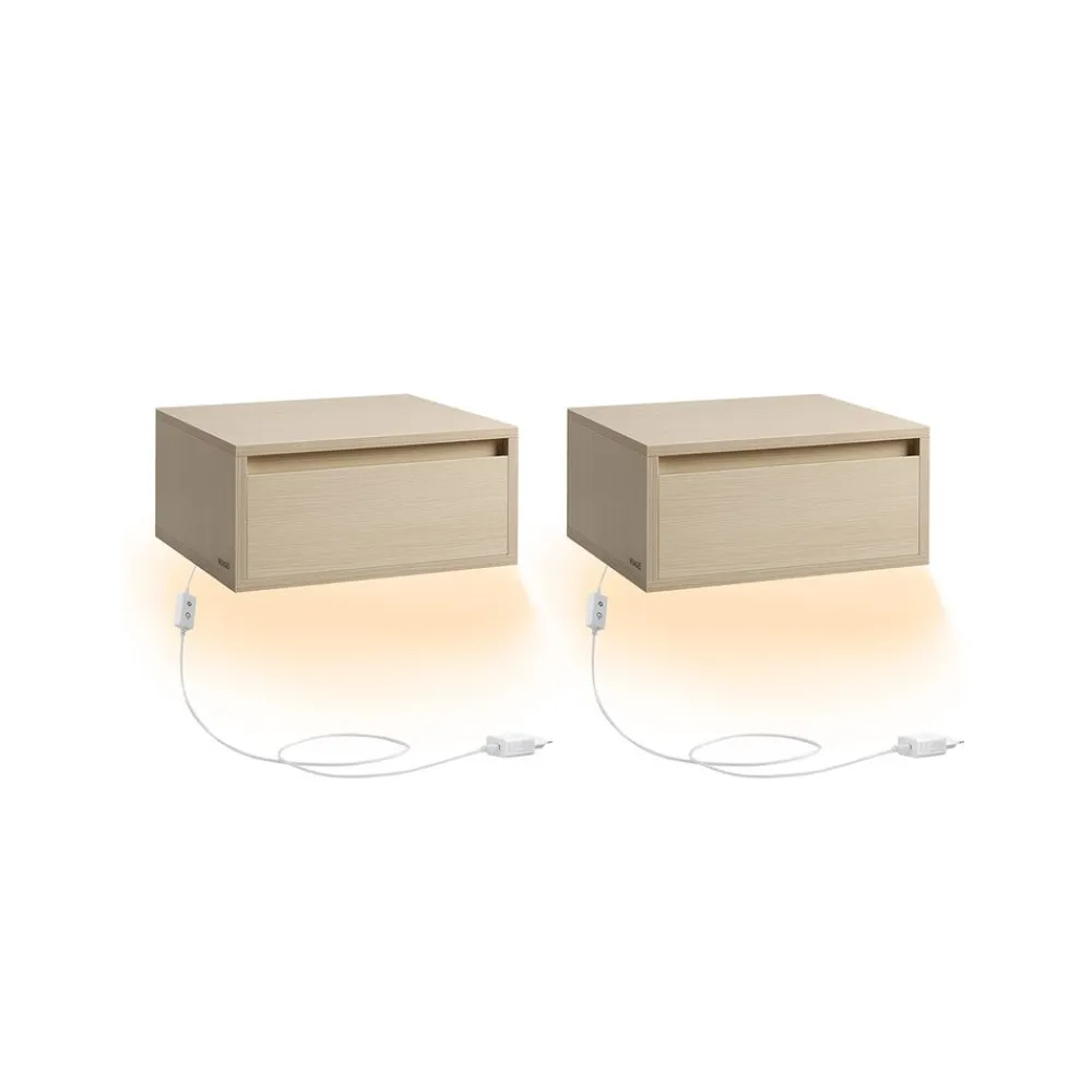 Lot de 2 tables de chevet suspendue lumière 3 couleurs 35 x 40 x 18 cm blanc nuage-SONGMICS HOME Outlet