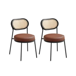 Lot de 2 tabourets de bar en rotin pe boho marron café-SONGMICS HOME Sale