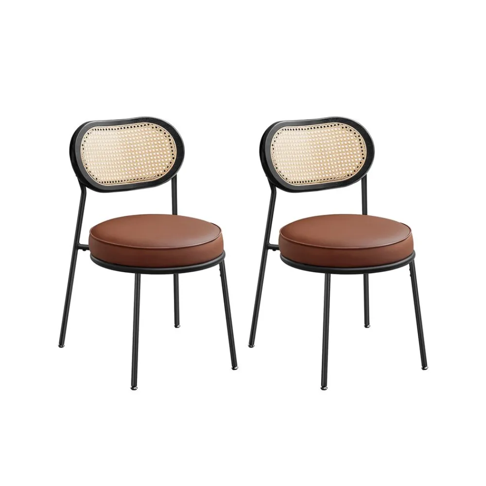 Lot de 2 tabourets de bar en rotin pe boho marron café-SONGMICS HOME Sale