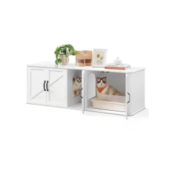 Meuble cache-litière pour deux chats usage table ou meuble TV-SONGMICS HOME Discount