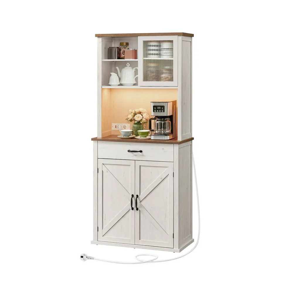 Meuble de rangement avec lumières et chargeur blanc rustique-SONGMICS HOME Hot
