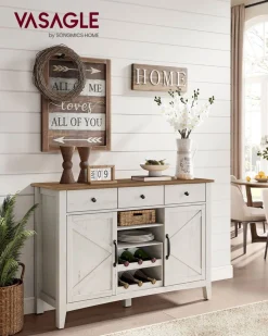 Meuble de rangement avec tiroir blanc rustique et marron miel-SONGMICS HOME