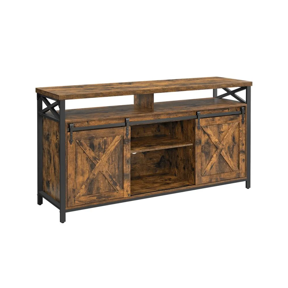 Meuble tv pour téléviseur jusqu’à 65 pouces cadre en métal, marron rustique et noir-SONGMICS HOME Discount