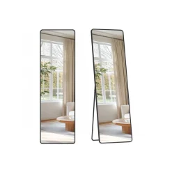 Miroir sur pied rectangulaire 150 x 40 cm cadre en alliage d'aluminium verre trempé-SONGMICS HOME Online
