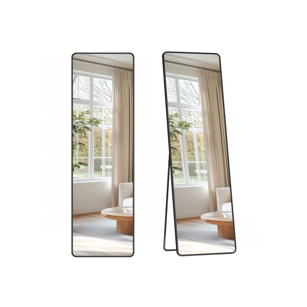 Miroir sur pied rectangulaire 150 x 40 cm cadre en alliage d'aluminium verre trempé-SONGMICS HOME Online