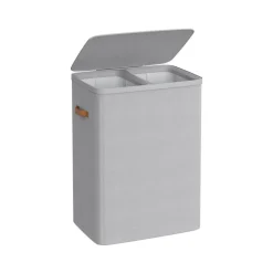 Panier à linge 170 L 2 compartiments avec couvercle et poignées 56 x 40 x 75 cm noir d'encre-SONGMICS HOME Sale