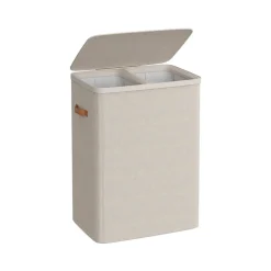 Panier à linge 170 L 2 compartiments avec couvercle et poignées 56 x 40 x 75 cm noir d'encre-SONGMICS HOME Sale