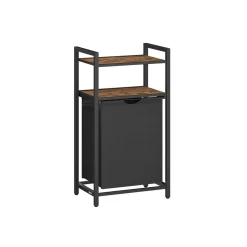 Panier à linge 2 étagères 65 litres marron rustique et noir-SONGMICS HOME Sale