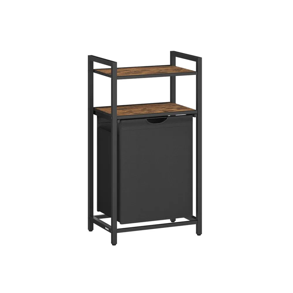 Panier à linge 2 étagères 65 litres marron rustique et noir-SONGMICS HOME Sale