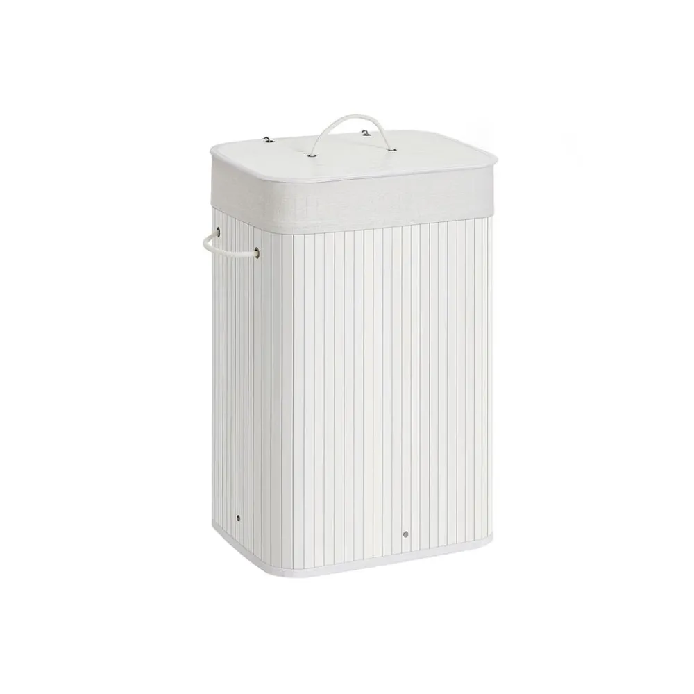 Panier à linge avec couvercle 72L en bambou pliable avec sac amovible lavable poignées gris-SONGMICS HOME