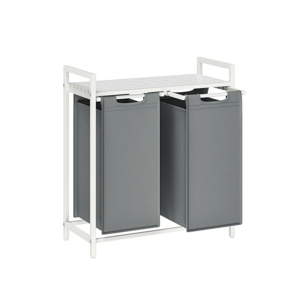 Panier à linge avec étagère noir gris-SONGMICS HOME New