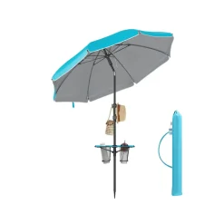 Parasol de 160 cm UPF 50+ pliable à 30° des 2 côtés sans support bleu-SONGMICS HOME Clearance