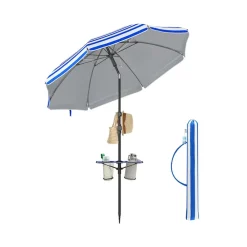 Parasol de 160 cm UPF 50+ pliable à 30° des 2 côtés sans support bleu-SONGMICS HOME Clearance