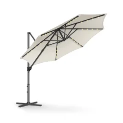 Parasol de jardin 300 cm avec 28 LED gris tourterelle-SONGMICS HOME Hot