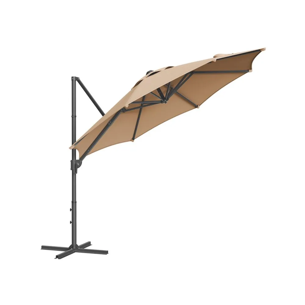 Parasol de jardin 300 cm UPF 50+ pivotant à 360° avec base en croix gris-SONGMICS HOME Outlet