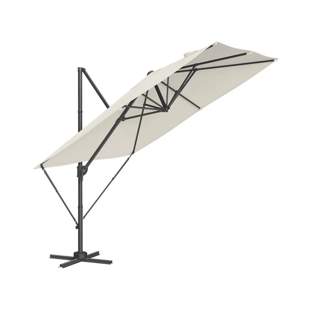 Parasol de jardin 270 x 270 cm inclinable gris tourterelle-SONGMICS HOME New