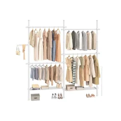 Portant à vêtement du sol au plafond 3 niveaux blanc mat-SONGMICS HOME Best