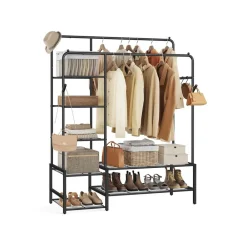 Portant à vêtements avec 7 étagères cadre en métal tringles-SONGMICS HOME Sale