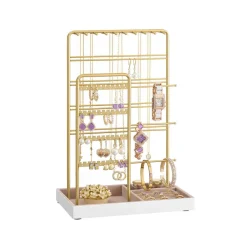 Porte-bijoux en métal plateau en velours polyvalente doré clair-SONGMICS HOME New