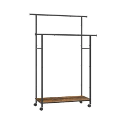 Portemanteau à roulettes double barre marron rustique-SONGMICS HOME Best