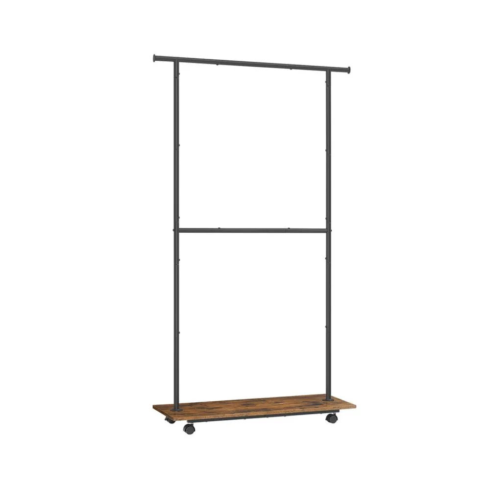Portemanteau mobile double barre centrale réglable marron-SONGMICS HOME Outlet