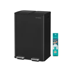 Poubelle à pédale en acier deux compartiments fermeture douce-SONGMICS HOME Discount