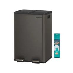 Poubelle à pédale en acier deux compartiments fermeture douce-SONGMICS HOME Discount