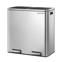 Poubelle 2 x 30L blanc cassé-SONGMICS HOME