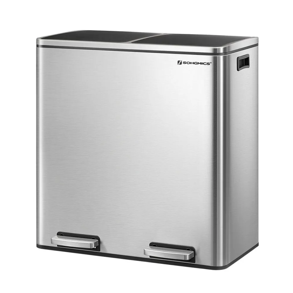 Poubelle 2 x 30L blanc cassé-SONGMICS HOME