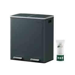 Poubelle 2 x 30L blanc cassé-SONGMICS HOME