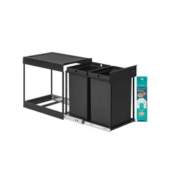 Poubelle coulissante en acier à deux seaux pour tri sélectif-SONGMICS HOME Sale